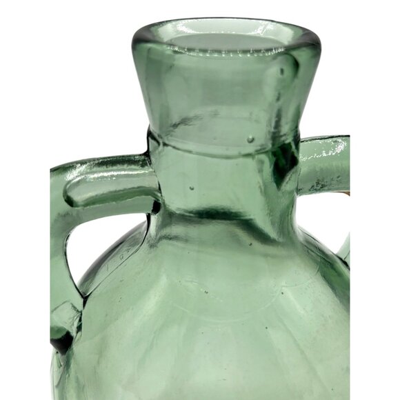 Vintage Green Glass Double Handled Jug 7.5" Tall - Picture 10 of 10